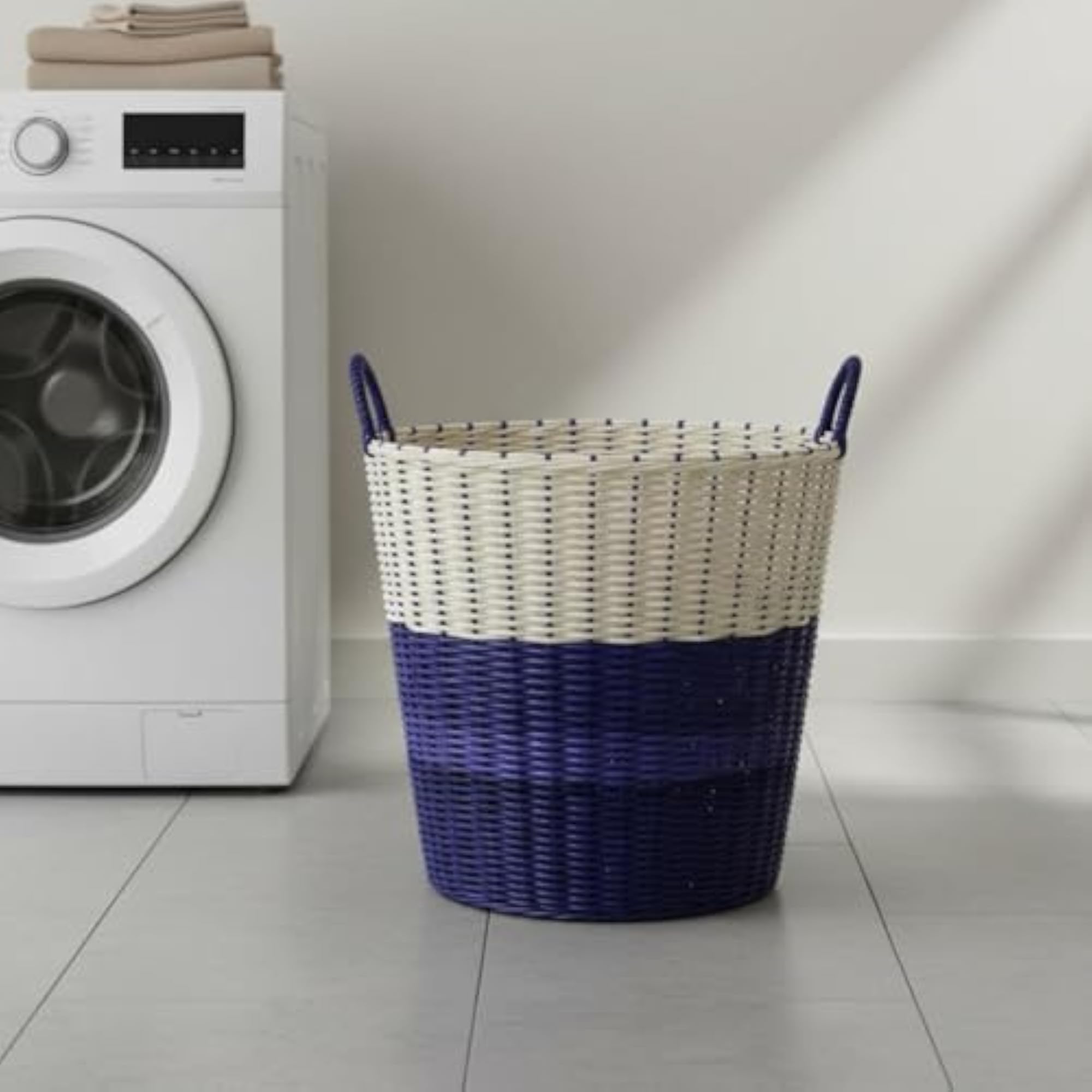 Open Top Woven Laundry Basket, Dark Pink, 22CM
